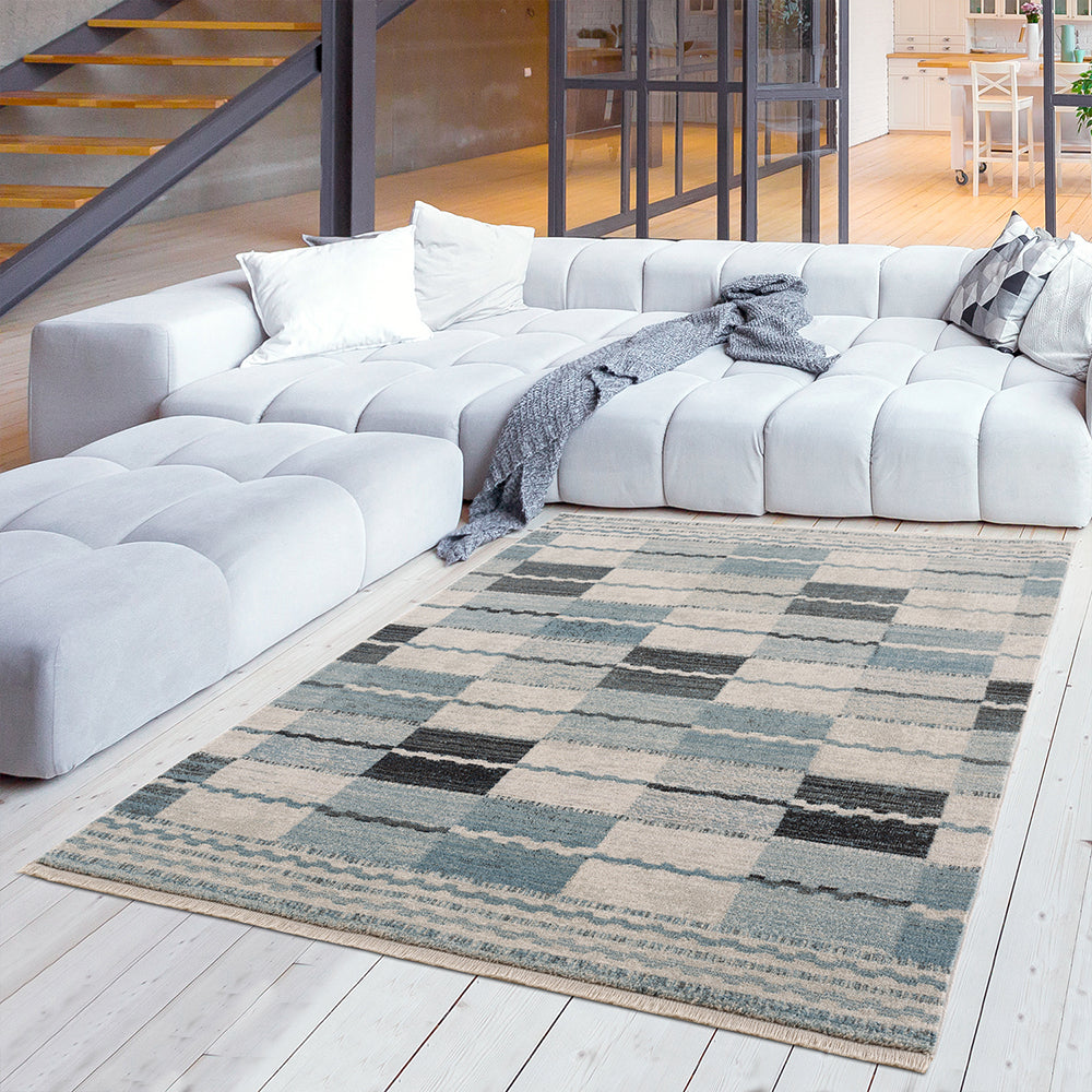 Bodrum Chess Blue Rug – Ambedo Home